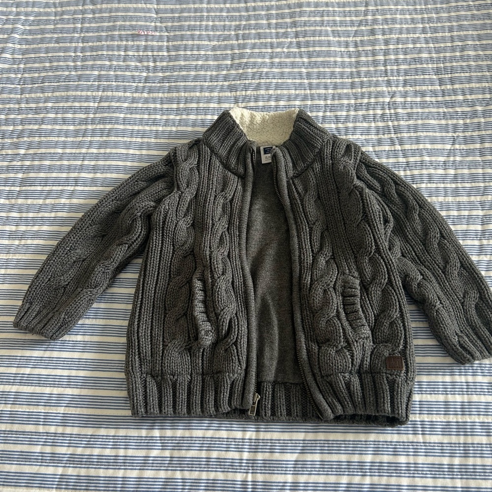 Janie and Jack Gray Sweater with Ribbed Cuffs